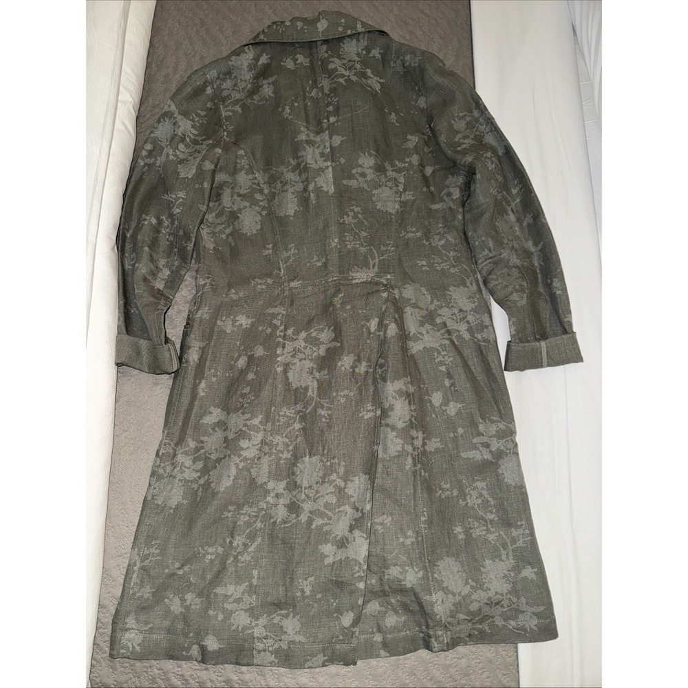 PERUVIAN CONNECTION 100% Linen Duster Jacket Mid Length Floral EUC Size US 4 - Picture 10 of 10